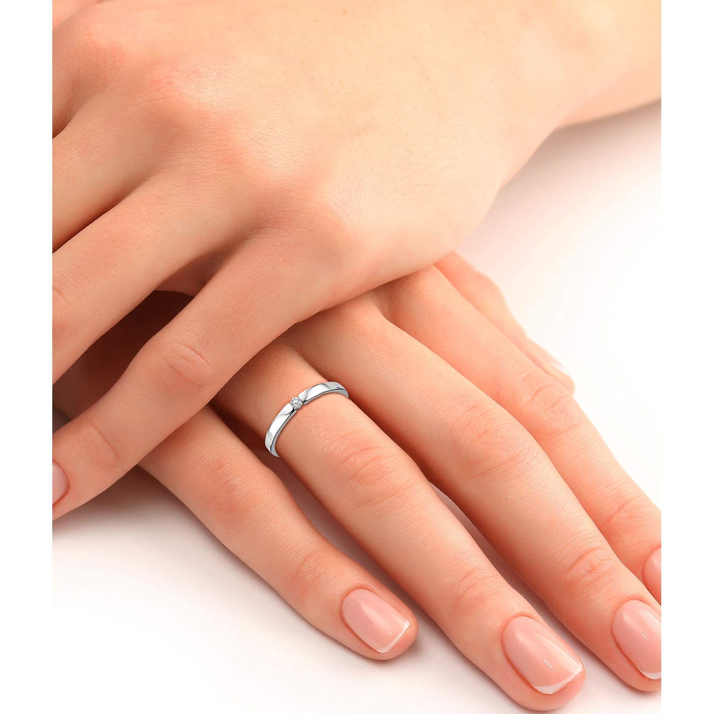 MIORE Ring Damen 0.05 Ct Solitär Diamant Verlobungsring aus Weißgold/Gelbgold 9 Karat / 375 Gold, Schmuck