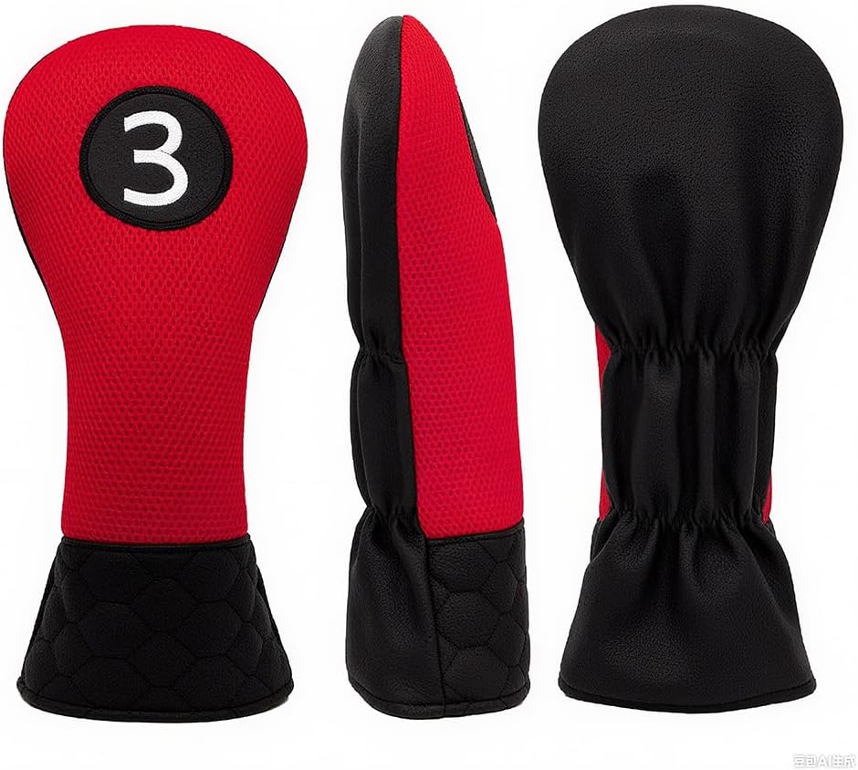 Honeycomb Two-Tone Red-Black Head Protector Golf Club Covers Driver/Fairway/UT