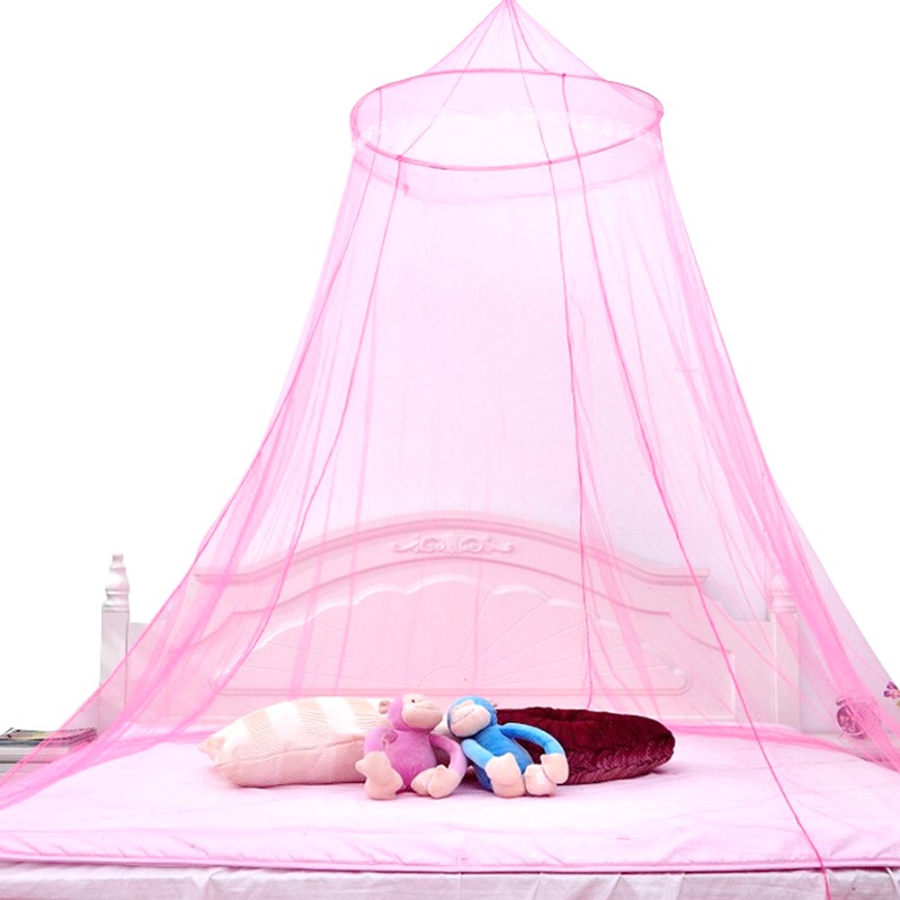 Tingxuan Girl Princess Round Lace Mosquito Net Indoor Insect Bed Canopy Mesh Curtain Romantic Dream (Pink)