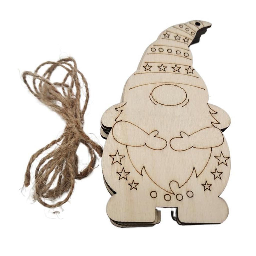 Tsophreniq 10 Pieces Wooden Christmas Gnomes Decorations Cute Faceless Small Dwarf Door Hangings Wooden Christmas Tree Ornaments Hanging Gnomes Ornaments for Outdoor Sign Decorations