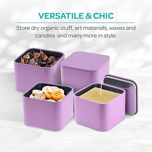 Miniatura 10 de Hearts & Crafts Latas de velas cuadradas de menta de 8 onzas con tapas, paquete de 24 tarros de velas a granel para hacer velas, artes y