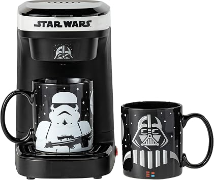 Star Wars Darth Vader & Stormtrooper Coffee Maker Set Single Cup Coffee Maker with Mugs Perfect for Mornings, Movie Nights & Fan Kitchens