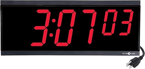 Miniatura 3 de Pyramid Time Systems Reloj digital independiente extra grande, pantalla LED roja de 4 pulgadas, 6 dígitos (hora, minutos, segundos), 110 V, cable de
