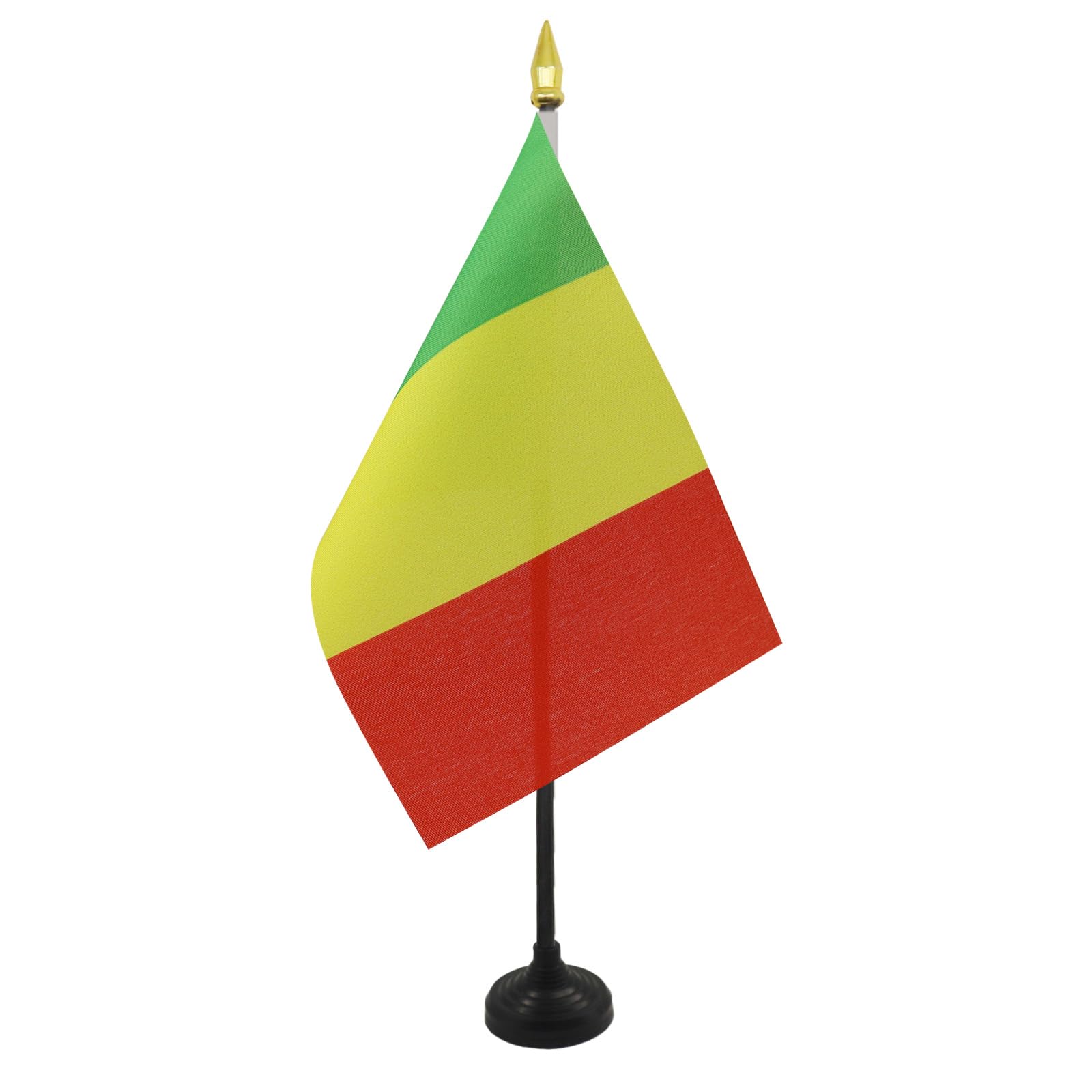 AZ FLAG - Mali Table Flag 4'' x 6'' - Malian Mini Desk Flag 100% Polyester 15 x 10 cm with 10'' Pole - Golden Spear