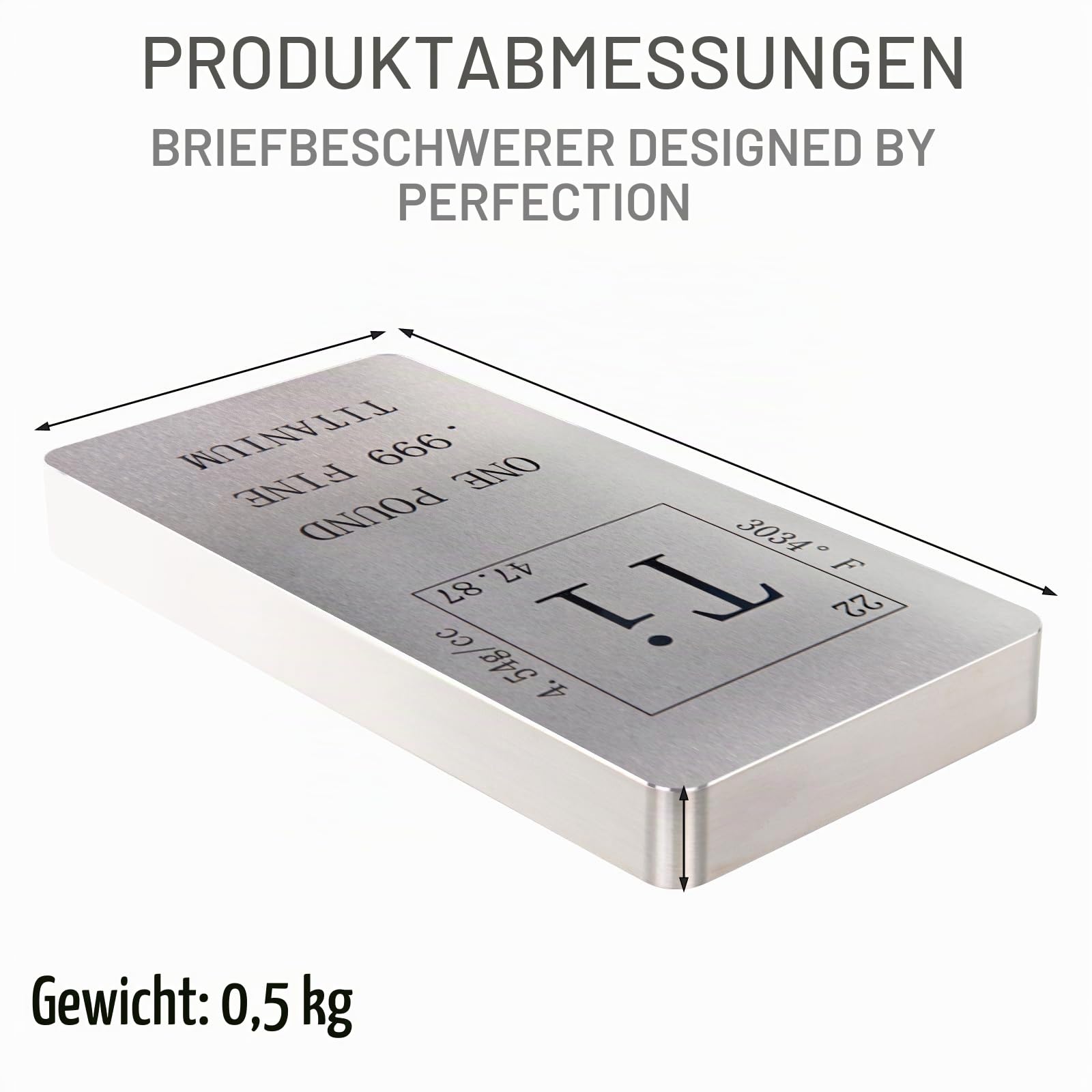 Elemental Titanium Metallstange, 0,5 kg, feines Reinmetall, Periodensystem, Design für Wissenschaft, Bildung und Investitionen (Titan)