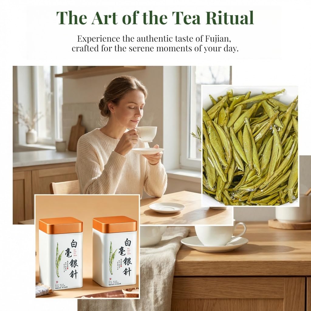 Peonía Blanca Premium BaiHaoYinZhen | Té Blanco De Hojas Sueltas | Té Refrescante De Preparación En Frío Para Verano | Aroma Natural (100 g * 2)
