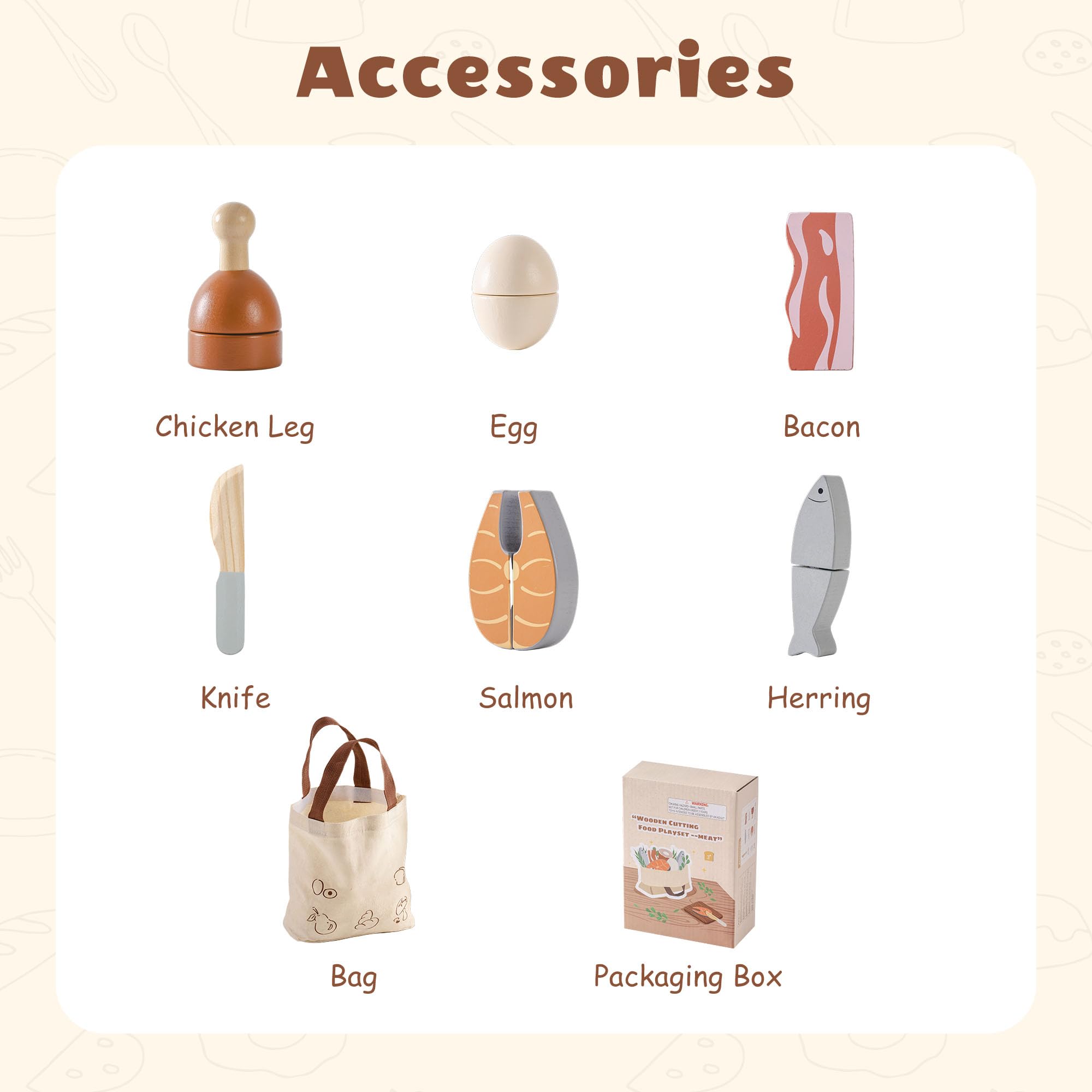 ROBOTIME Montessori - set di taglio in legno per bambini, accessori in legno per giardino e cucina