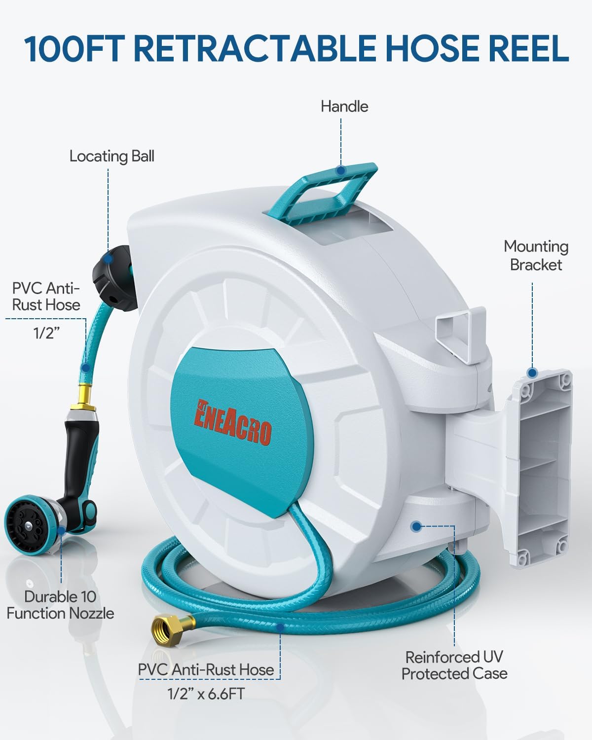 Diagram of the ENEACRO hose reel with labeled parts