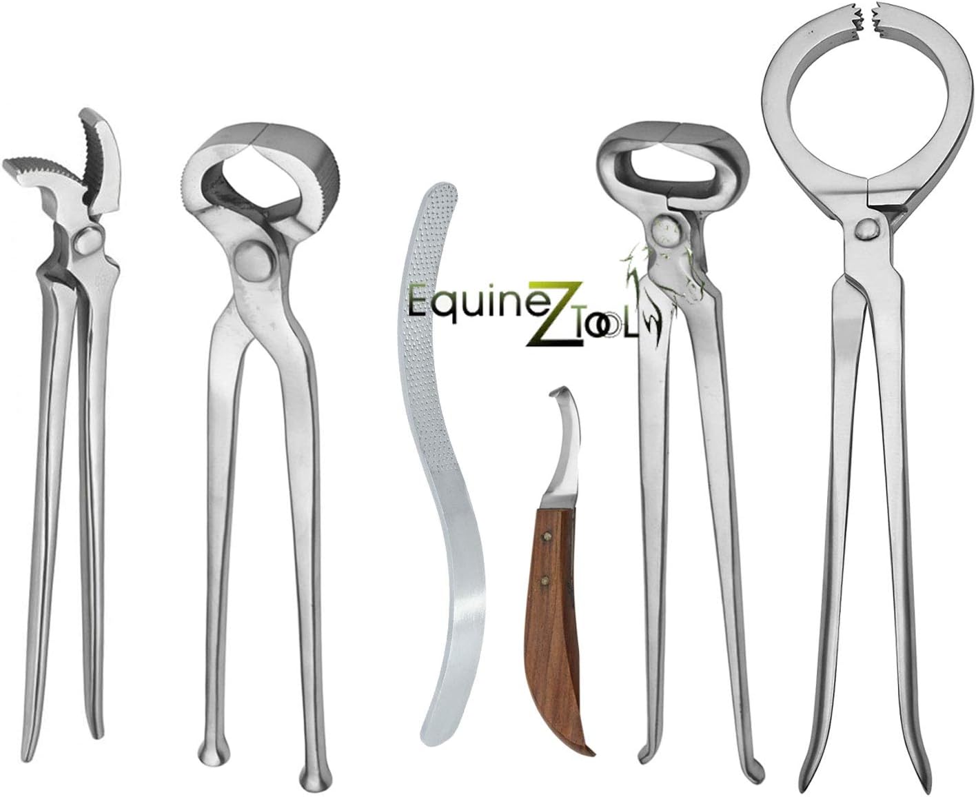 6PC Complete Horse Farrier Tool Kit – Professional Hoof Care Set with Hoof Rasp,Hoof Bot Knife, Horseshoe Puller,Nipper,Rasps, Clincher for Equine Hoof Trimming,Grooming,Shaping,Horseshoe Maintenance
