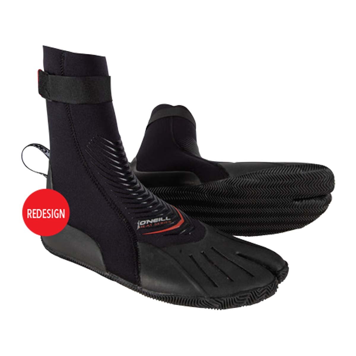 O';Neill Heat 3mm Split Toe Neoprenanzug Stiefel Stiefel Schwarz - Unisex - Anti-Flush Schienbeinriemen. 3mm. Nur mit kaltem Wasser abspülen