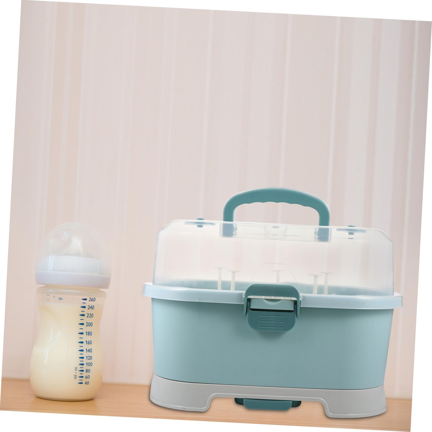 Große Milchflaschenbehälter Aufbewahrungsbox für Babyartikel Blau Pp | 1 Stück, Tragbar für Reise und Zuhause, Geeignet für Spielzeug und Milchflaschen