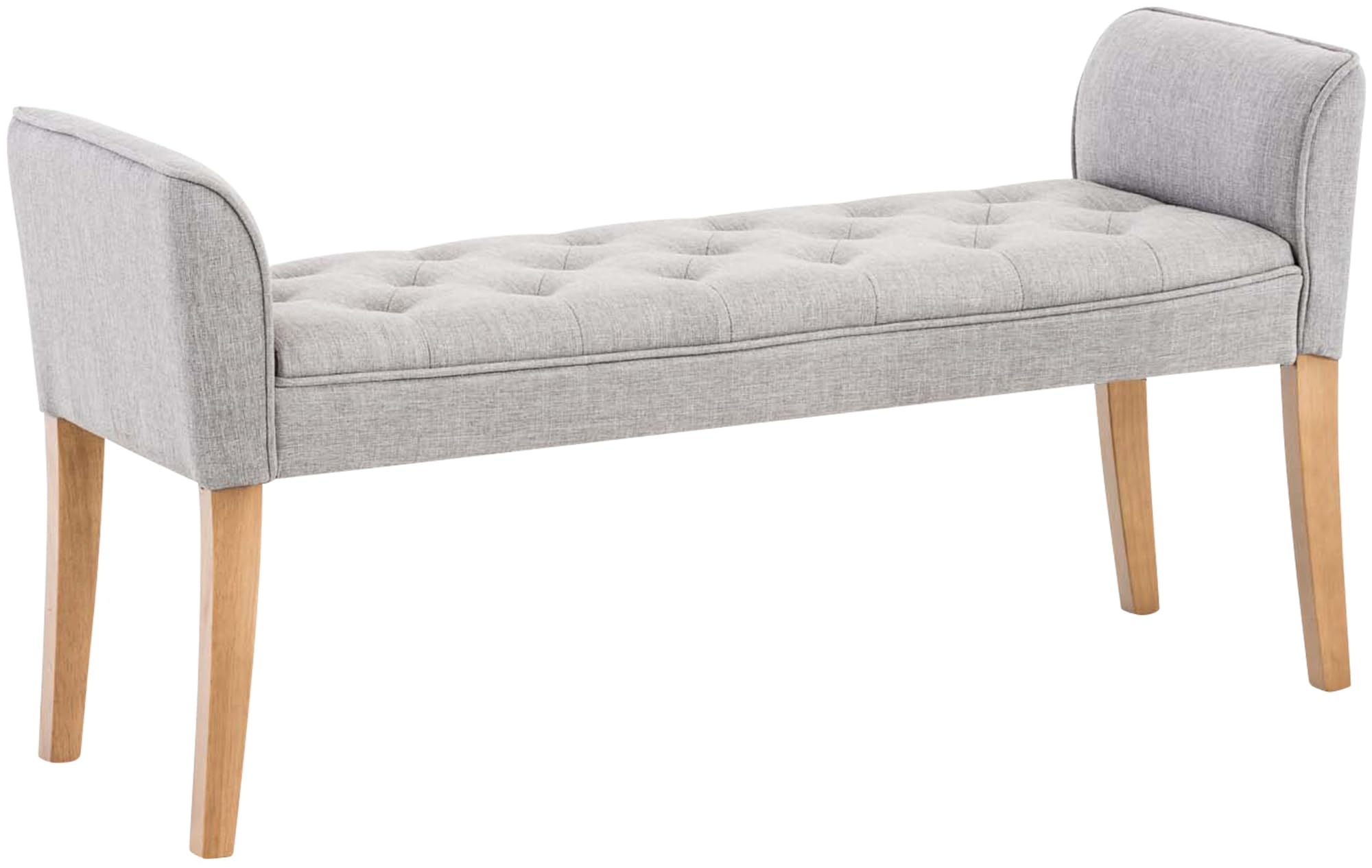 CLP Banquette Cleopatra en Tissu Banc Style Chesterfiled Piétement en Bois | Couleur Gris Clair Couleur du Cadre Antique Clair