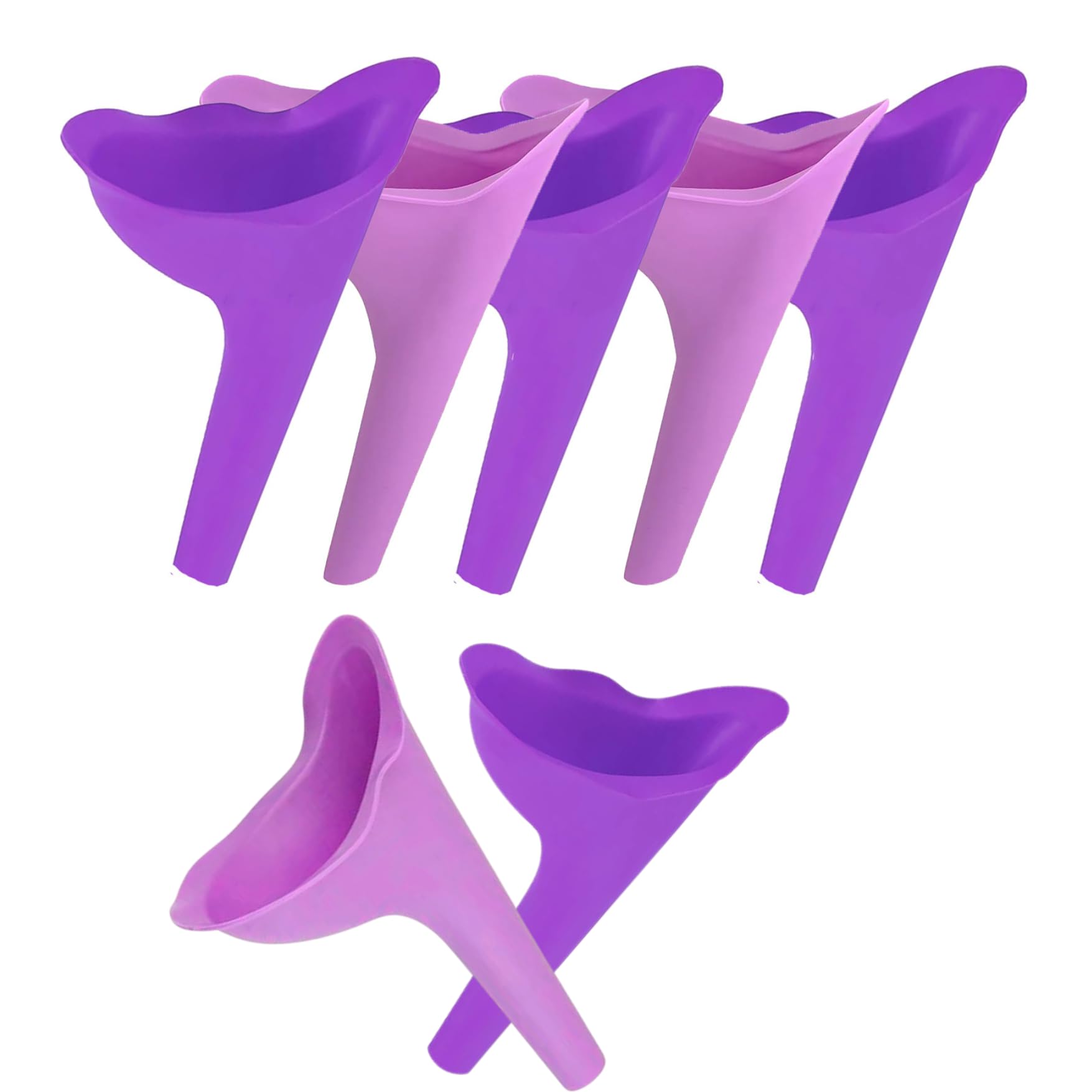 Mosmy Pack of 5 Silicon Reusable Portable Urination Device for Women Pee Pocket Funnel For Standing up Collapsible Female Urinal Kit Purple/Pink Outdoor Urination Perfect for Travel Camping Hiking