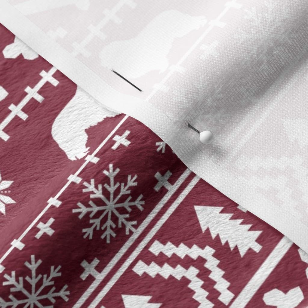 Spoonflower Fabric - Great Pyrenees Fair Breed Silhouette Christmas Sweater Dog Dogs Printed on Minky Fabric by The Yard - Sewing Baby Blankets Quilt Backing Plush