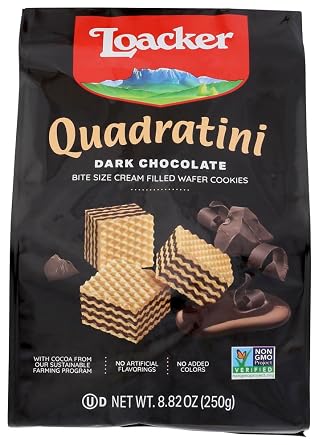 Loacker Quadratini Bite Size Wafer Cookies Dark Chocolate -- 8.82 oz - 2 pc