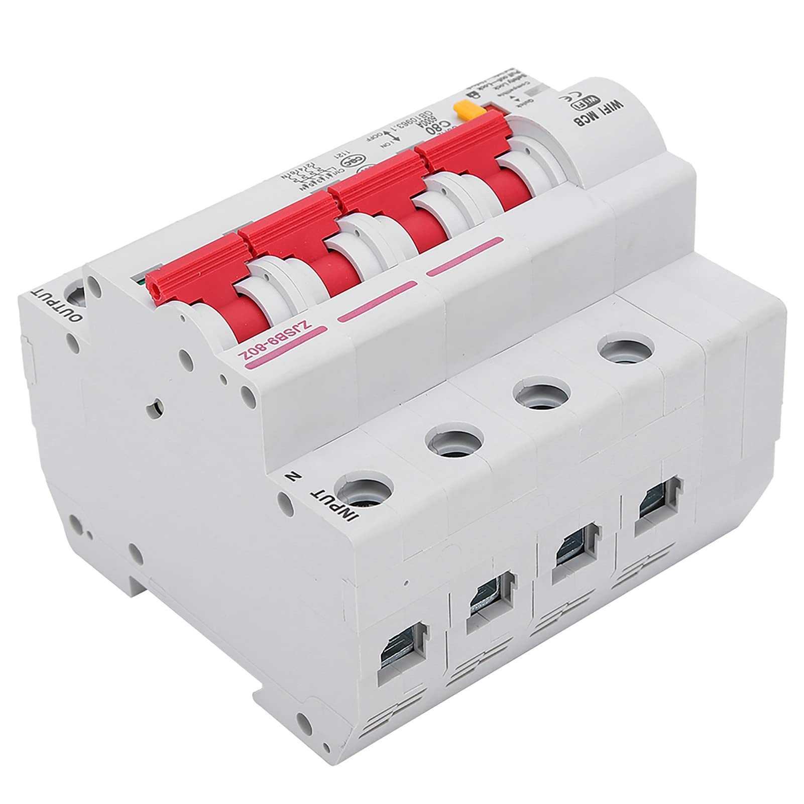 Jeffergarden Inteligentny Wyłącznik Automatyczny z obsługą Wi-Fi i Pilotem Aplikacji, Obudowa Trudnopalna AC220V PA66 do Automatyki Domowej (4P 80A)