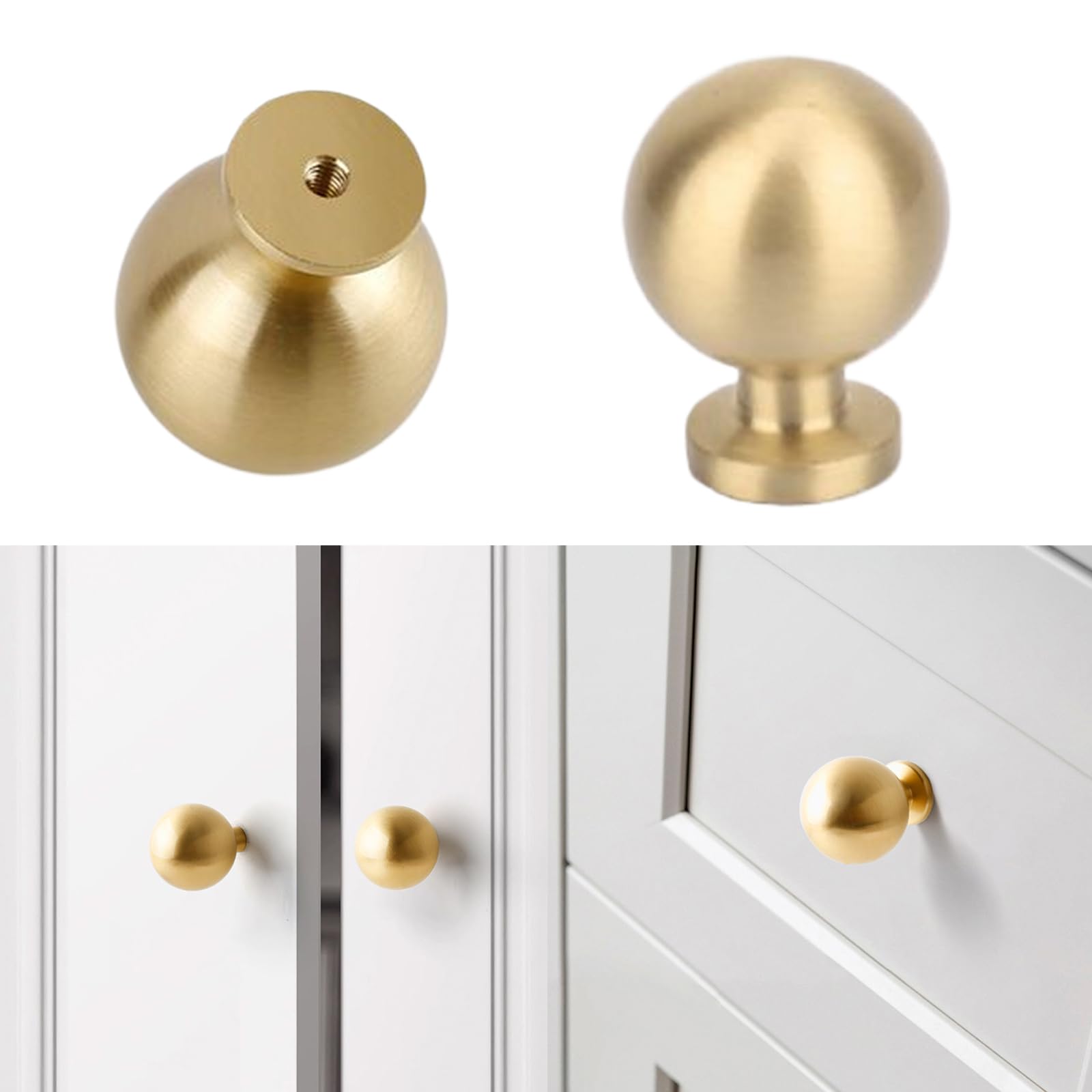 kobeIeen Solid Brass Cabinet Knob Round Brass Handle Multifunction Pull Handle Styles & Functional Hardware Simple Installation