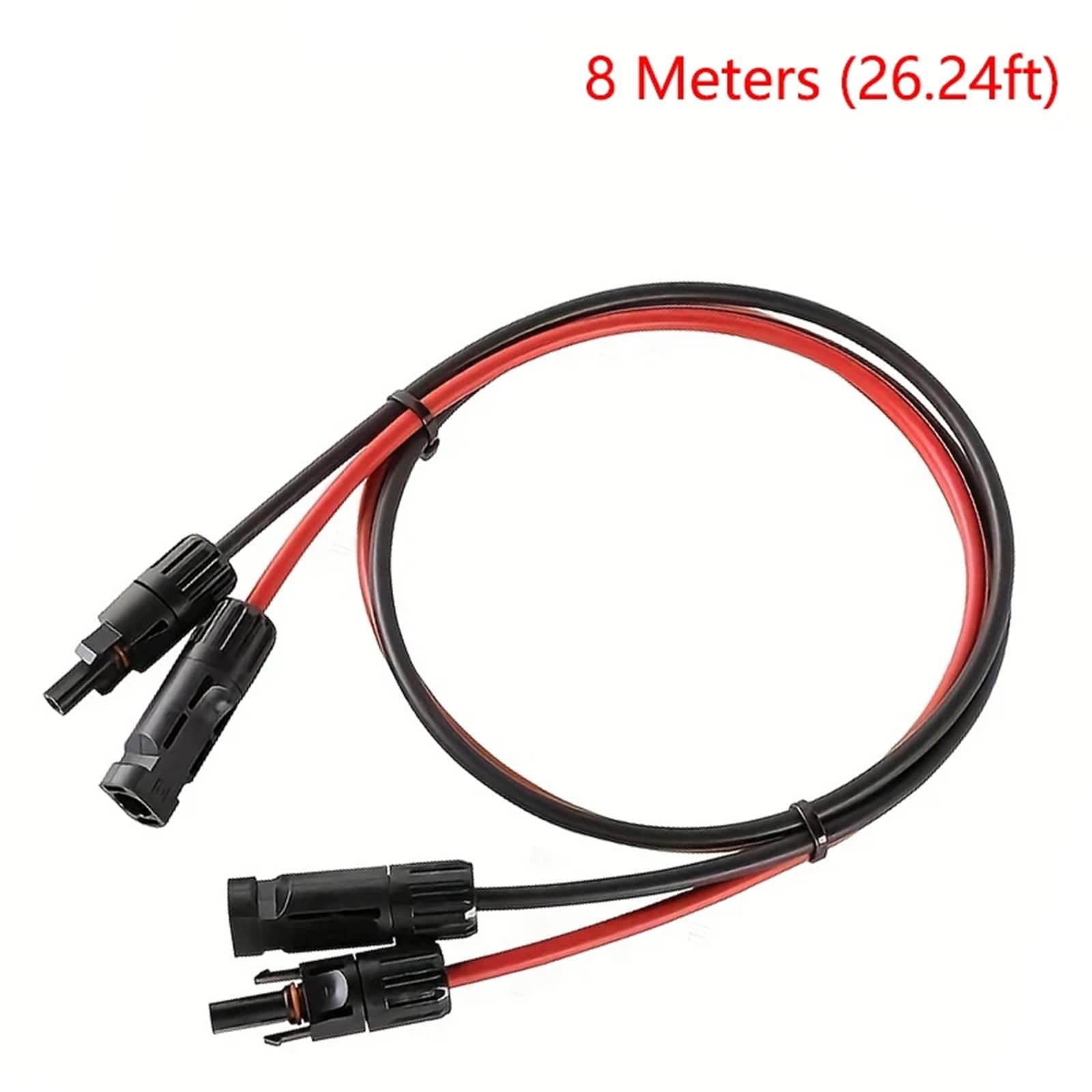 1 par de cables de extensión de panel solar de cobre 6 4 2,5 mm² 10 12 14 AWG negro y rojo con conectores de cables solares fotovoltaicos (8 m rojo y 8 m negro, 10 AWG-6 mm2)