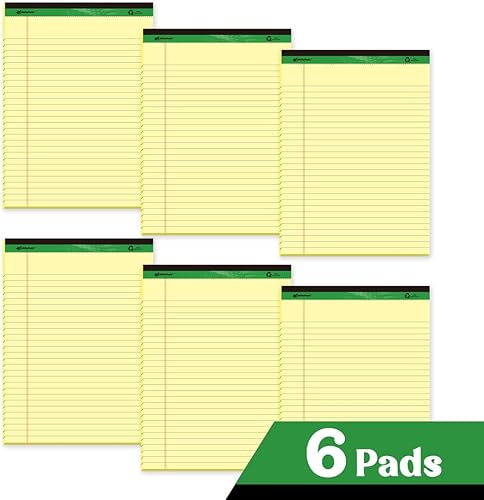 Miniatura 2 de Bloc de notas legal de 5 x 8 pulgadas, bloc de notas a rayas universitarias, bloc legal pequeño, papel canario, paquete de 6, 50 hojas por bloc,