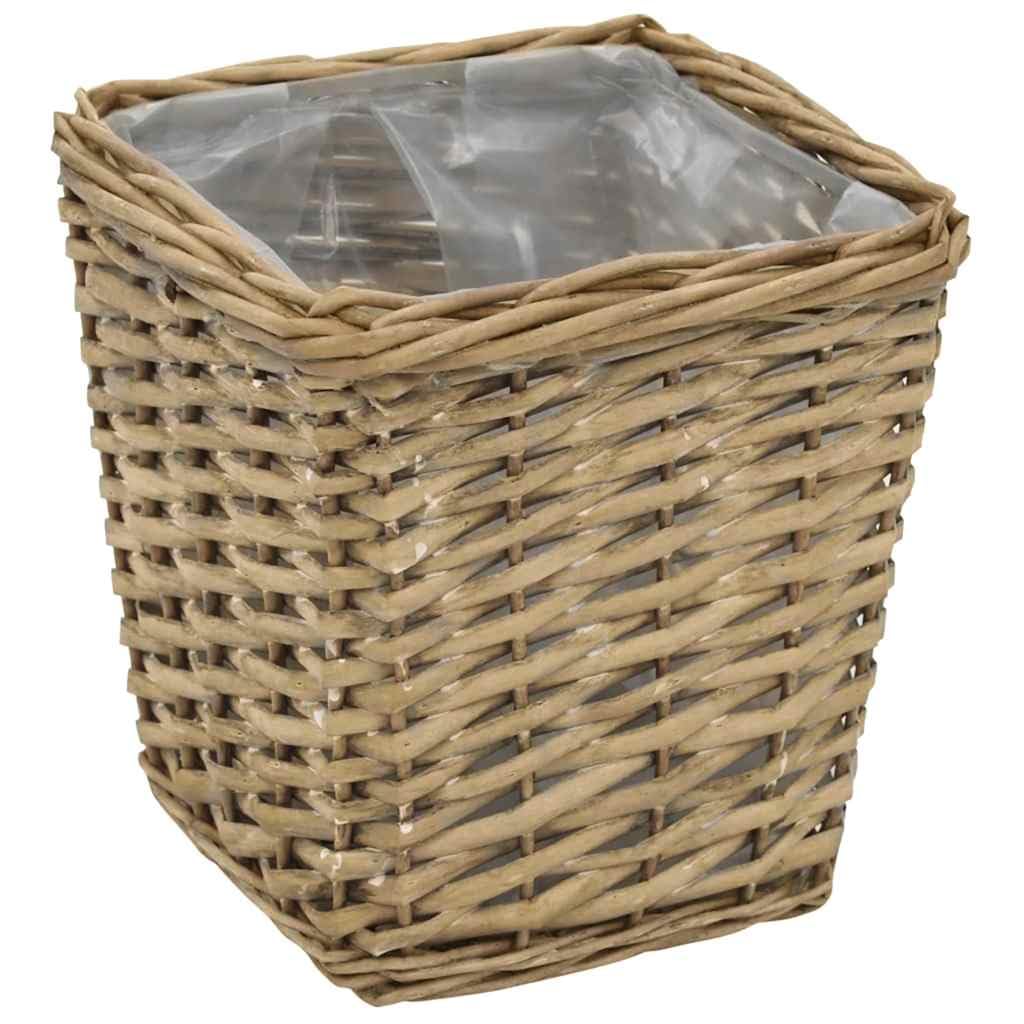 Bancal alto de 3 piezas, mimbre con forro de polietileno, 20 – 32 cm, ahorra espacio, para balcón, jardín, terraza, material resistente para uso al aire libre