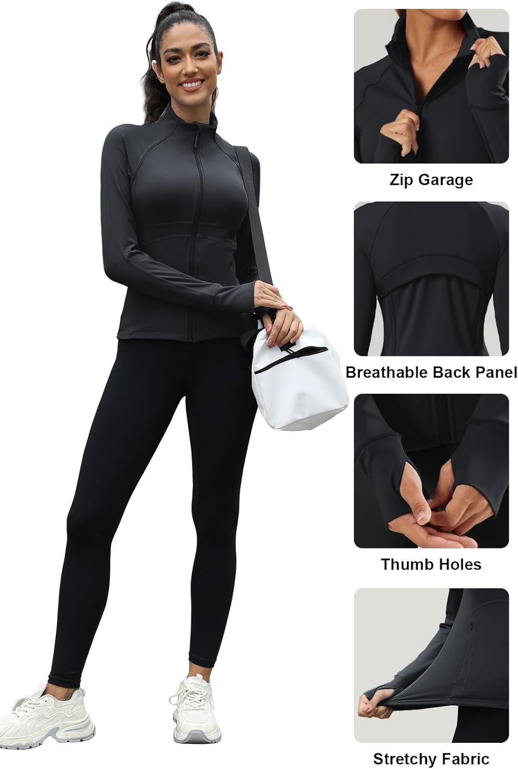Waitfairy Zip Up Jackets for Women Yoga Gym Top Running Workout Jackets for Woman Track Jacket Women with Thumb Holes - Image 6