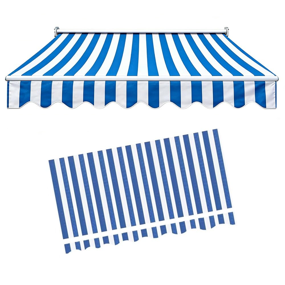 Tela de toldo retráctil impermeable 5x3 azul para sustitución de lona en porche