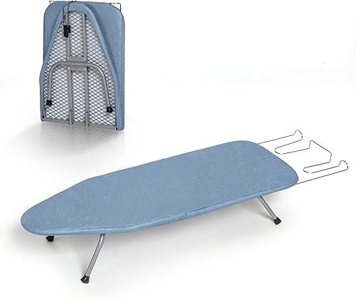 Tabla de planchar de mesa, pequeña tabla de planchar plegable portátil con pies antideslizantes, mesa de planchar compacta de viaje para dormitorio