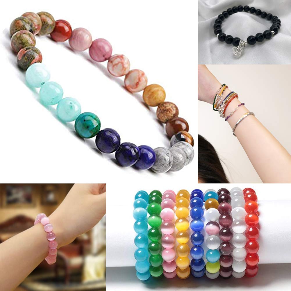 SUNNYCLUE 1 Caja 300pcs Kit de Fabricación de Pulseras de Cuentas de Piedra Natural Incluyen Cuentas Sueltas de Piedras Preciosas Redondas Y Cuentas Espaciadoras de Aleación de Metal E Hilo Y Tijeras