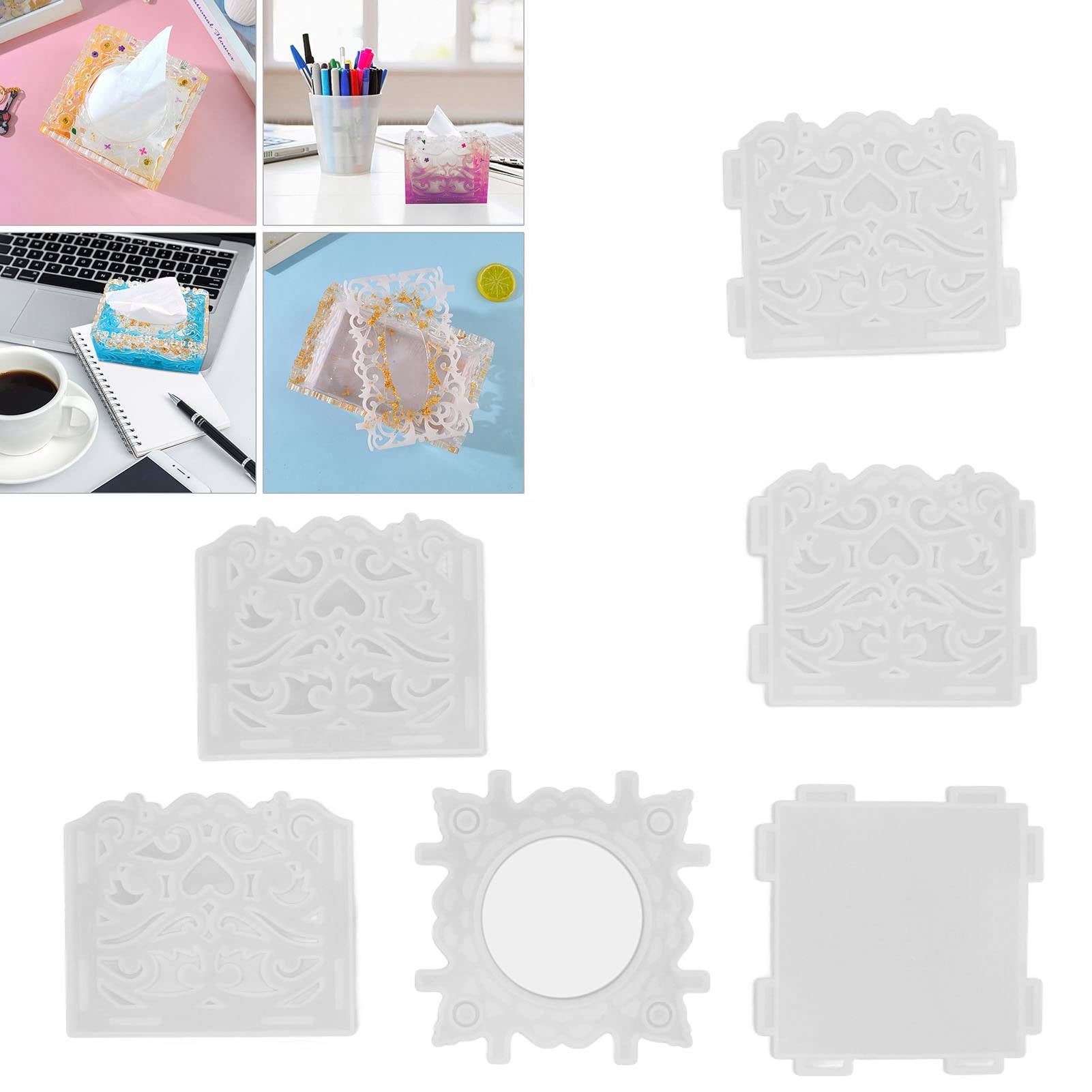Stampo In Silicone Per Scatola Portafazzoletti In Resina Epossidica - 2 Pezzi, Stampo Fai Da Te Con Cornice Per Decorazioni Casa