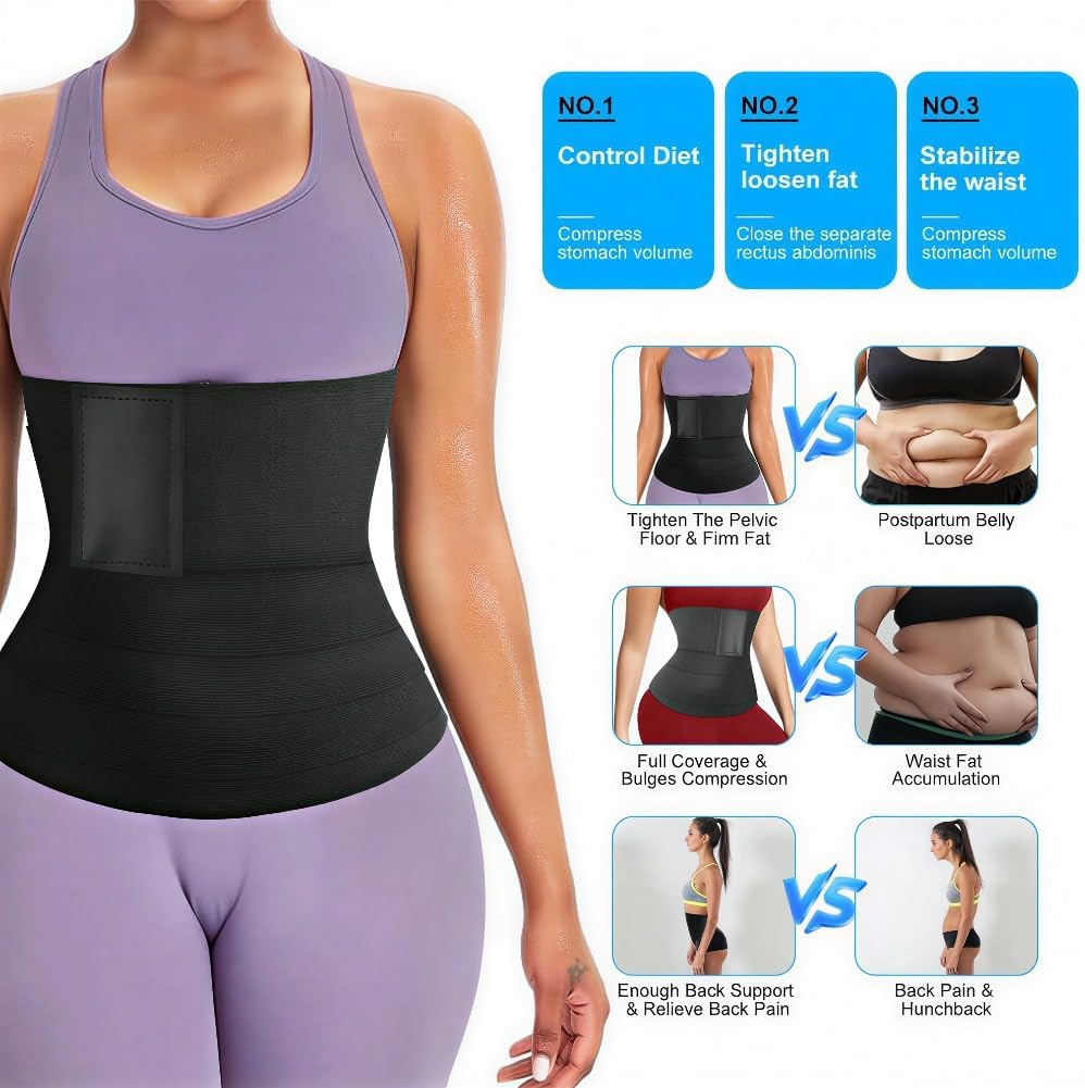 Waist Trainer for Women Lower Belly Fat, Waist Sweat Band for Women, Belly Band Sweat Belt, Stomach Wrap, Body Shaper - Image 2