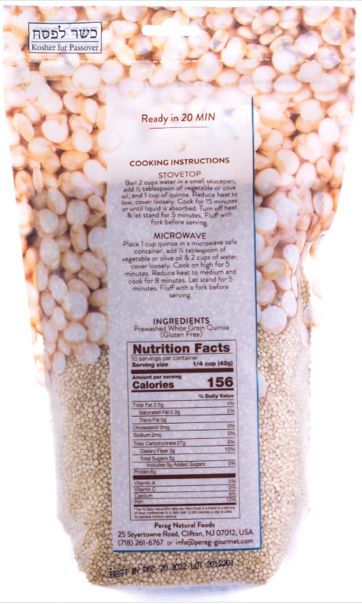 Miniatura 2 de Pereg Quinua blanca gourmet, 16 onzas, bolsa resellable, sin gluten, superalimentos, ideal en ensaladas, Kosher para Pascua