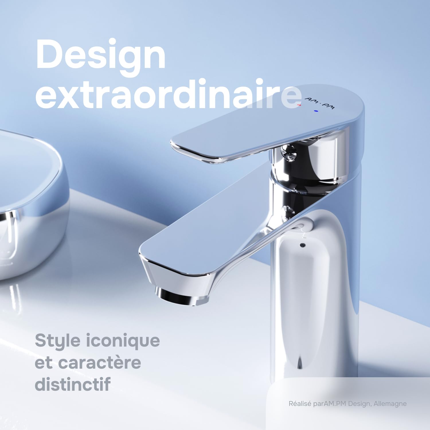 AM.PM – Robinet Salle Bain Hit FTA82200, Mitigeur Lavabo Monocommande en Laiton avec Bonde de Vidage, Robinet Lave-Main Chromé
