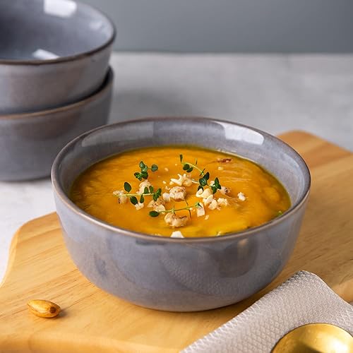 Miniatura 4 de AmorArc Juego de 6 cuencos de cereales para cocina, cuencos de sopa de cerámica de 26 onzas para cereales, sopa, cuencos de cocina modernos para