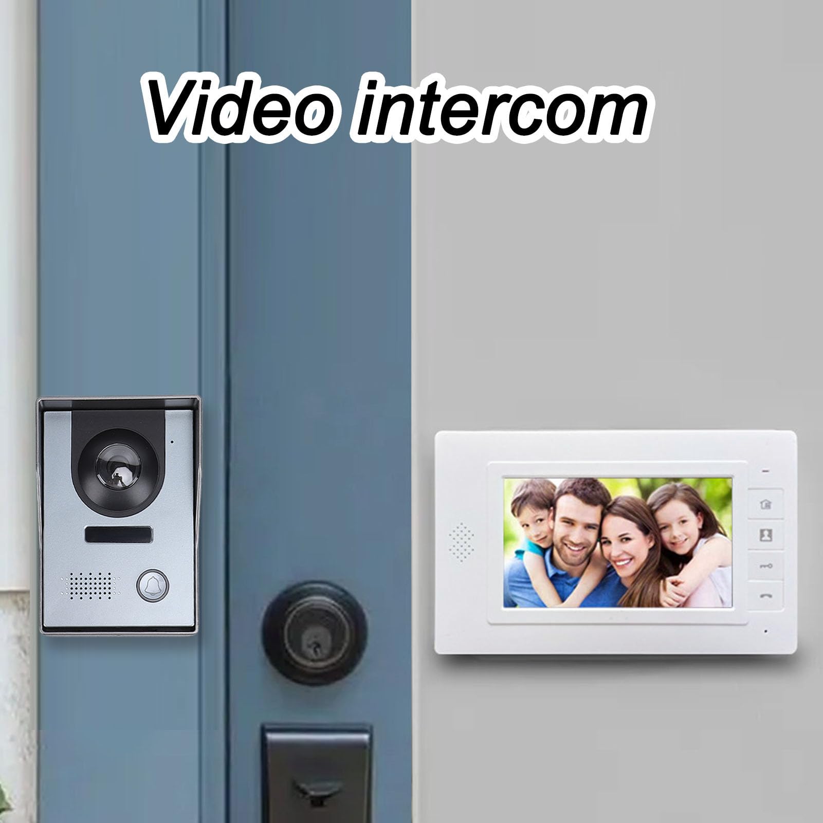 Videocitofono con Campanello, Telecamera Videocitofono con Schermo a Colori da 7 Pollici, Videocitofono Cablato con Telecamera Grandangolare per Appartamenti Home Office (EU)