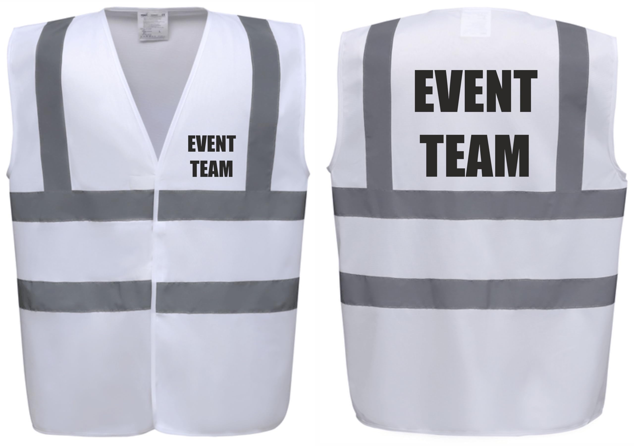 Brook Hi Vis Premium Safety Vest - EVENT TEAM Printed Front & Back, Event Management High Viz Waistcoat, Available in 14 Colours, Festivals (UK, Alpha, M, Regular, Regular, White) โ image 1