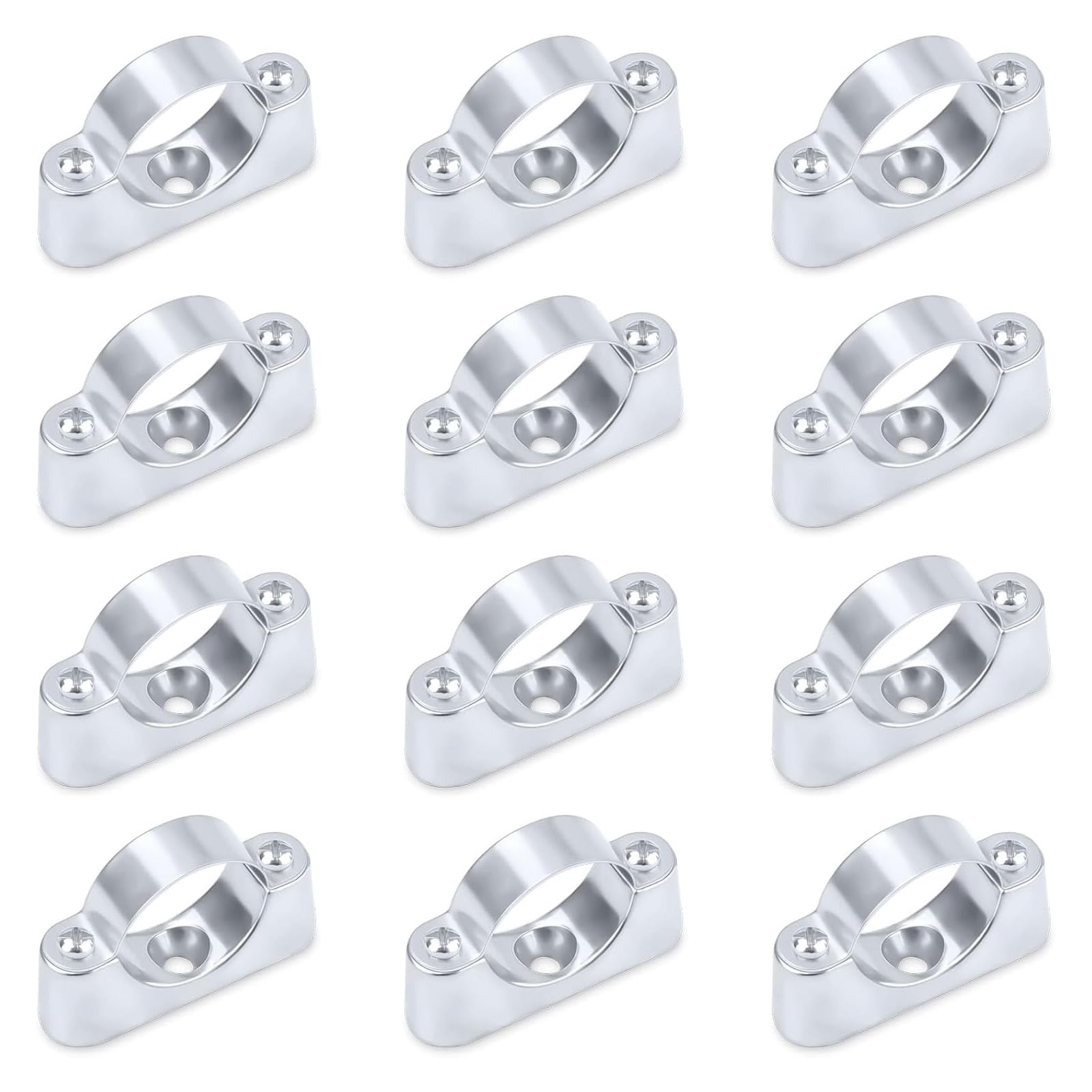 Set di 12 supporti murali per tubi con diametro esterno di 25 mm - Fissaggio per tubi - Morsetto di serraggio per montaggio a parete/soffitto - Morsetti di serraggio per tubi dell'acqua - In metallo