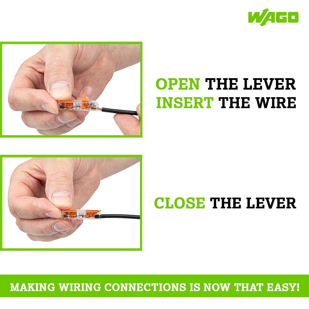 Wago - 100 Bornes de Connexion automatique S221 2 entrées & Borne à levier WAGO pour tous types de conducteur - 2 x 4 mm² en ligne - 60 pièces - 221-2411