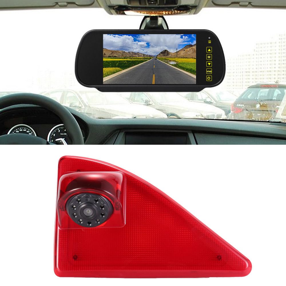 Troisième toit de voiture Feu stop Caméra de recul Feu de freinage Caméra de voiture + Rétroviseur LCD 7" de rechange pour Opel/Vauxhall Movano/Renault Master/Nissan NV400