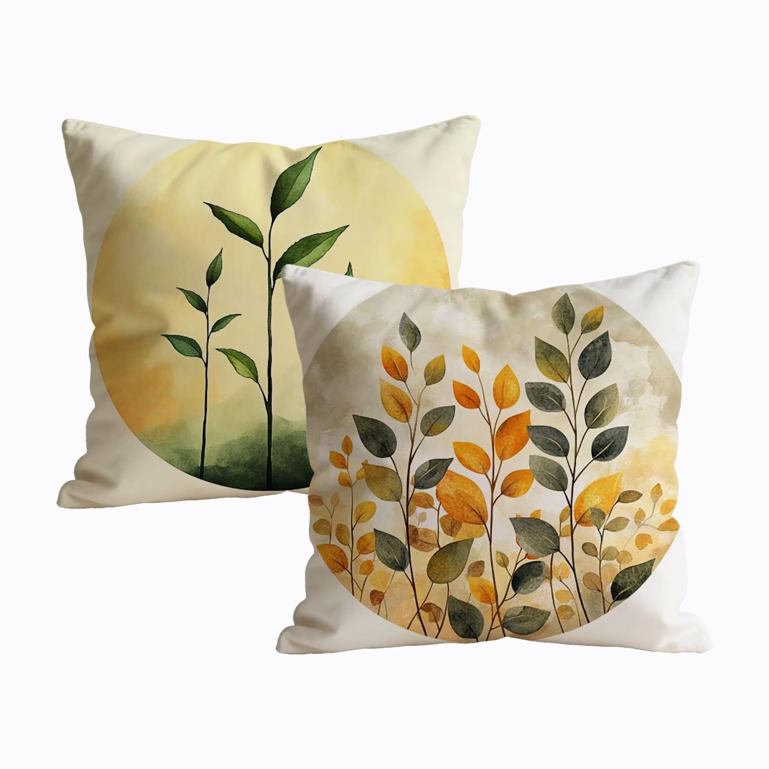 Housse de coussin 75x75 carré lin jaune | Taie d'oreiller extérieur imperméable lot de 2