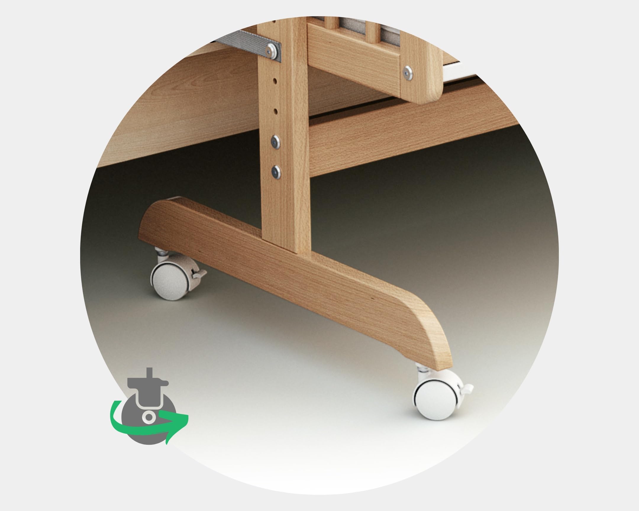 AT4 - Weige Babybett Beistellbett Holz mit Matratze Essentiel Lackierte Buche | 5 in 1 Wiege |Holz | Babybett mit Matratze | Höhenverstellbar | 80x40cm