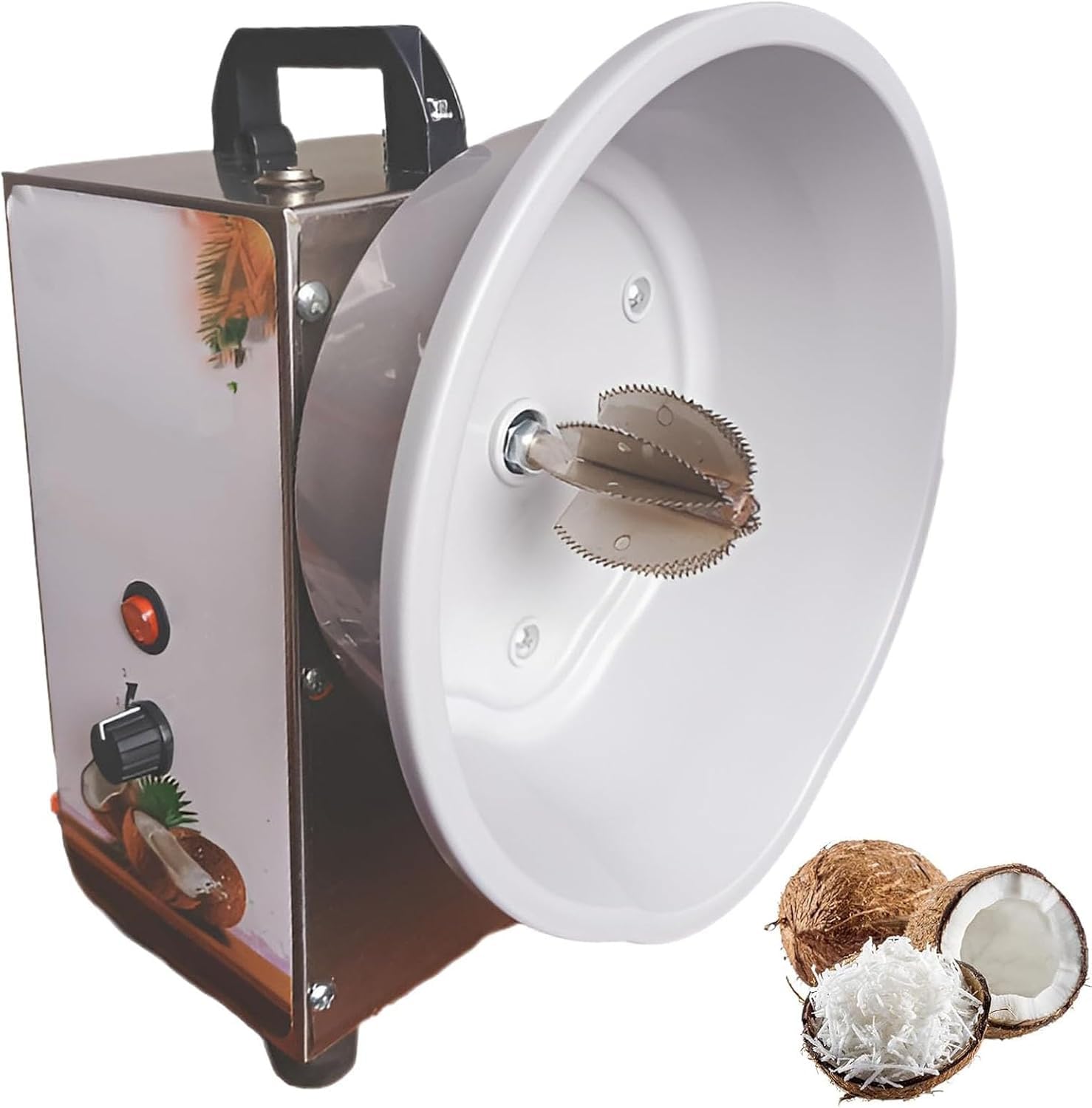 Râpe à noix de coco électrique verticale avec broyeur à vitesses réglables et pieds de protection