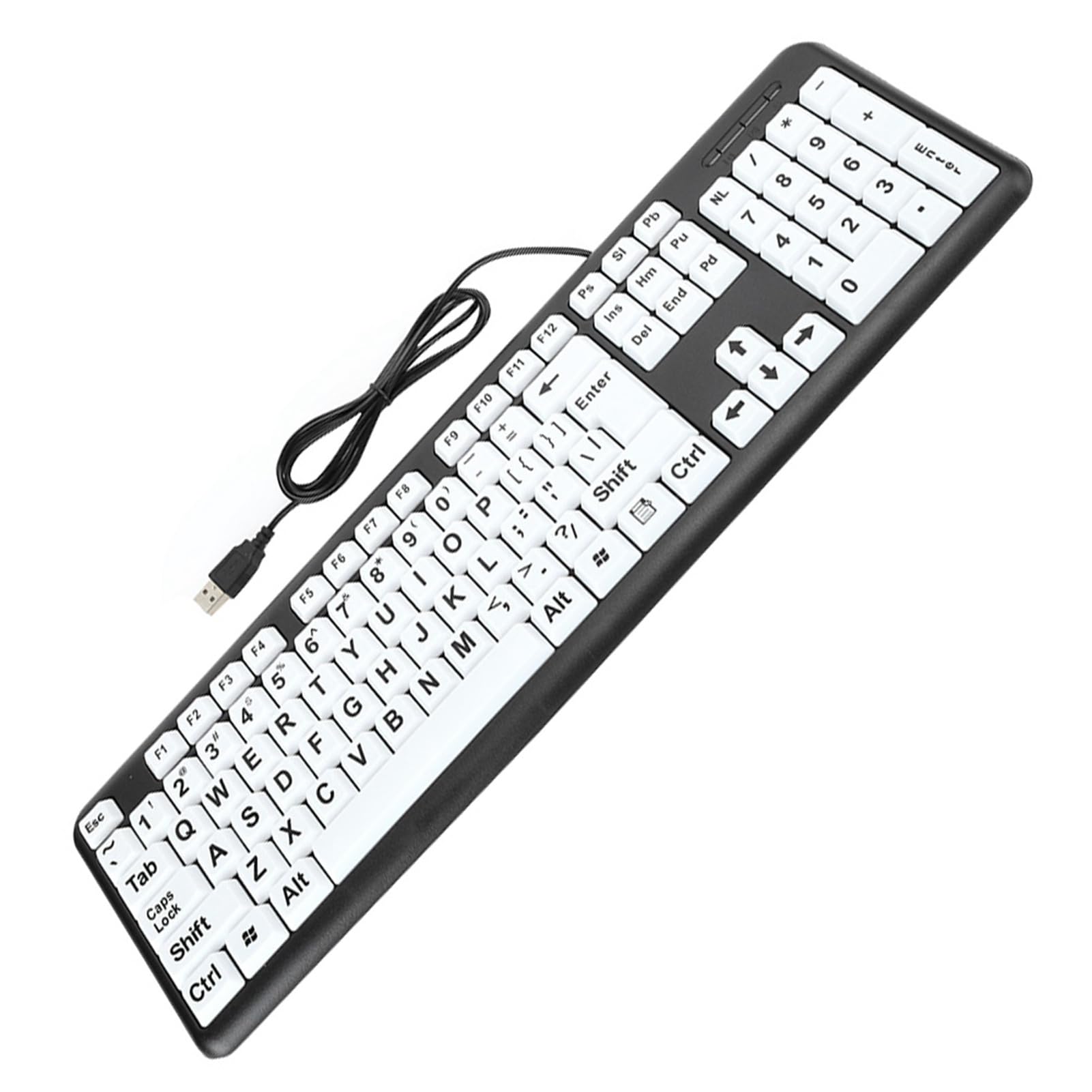 Ejoyous Tastiera con Stampa di Grandi Dimensioni, Tastiera USB Cablata con 104 Tasti, con Lettere Grandi in ABS, Cavo Plug and Play da 1,35 M per Utenti Anziani, Uso del Computer in Ufficio a Casa