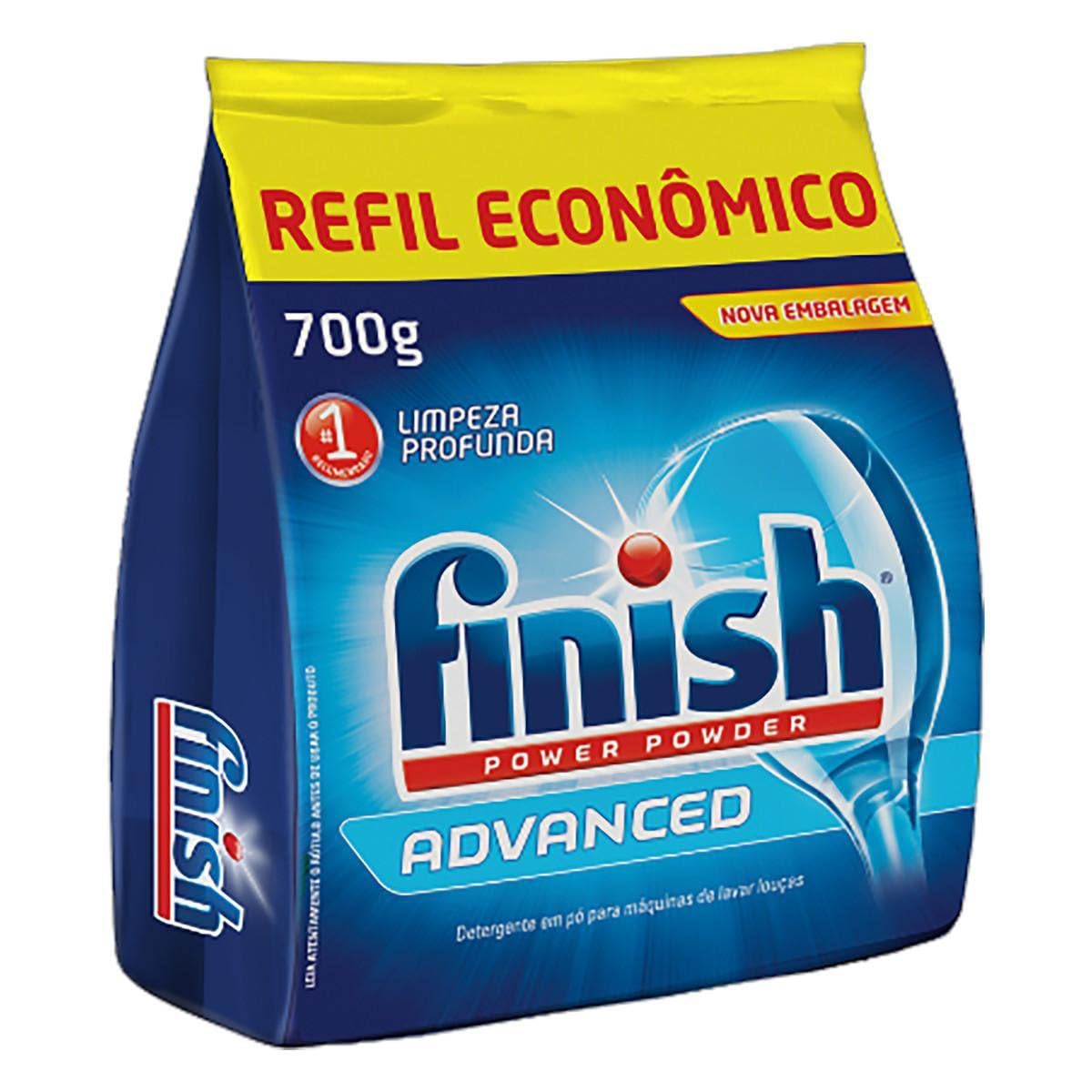 Imagem da oferta Finish Advanced Detergente para Lava Louças em Pó, Limpeza Profunda, Refil 700g