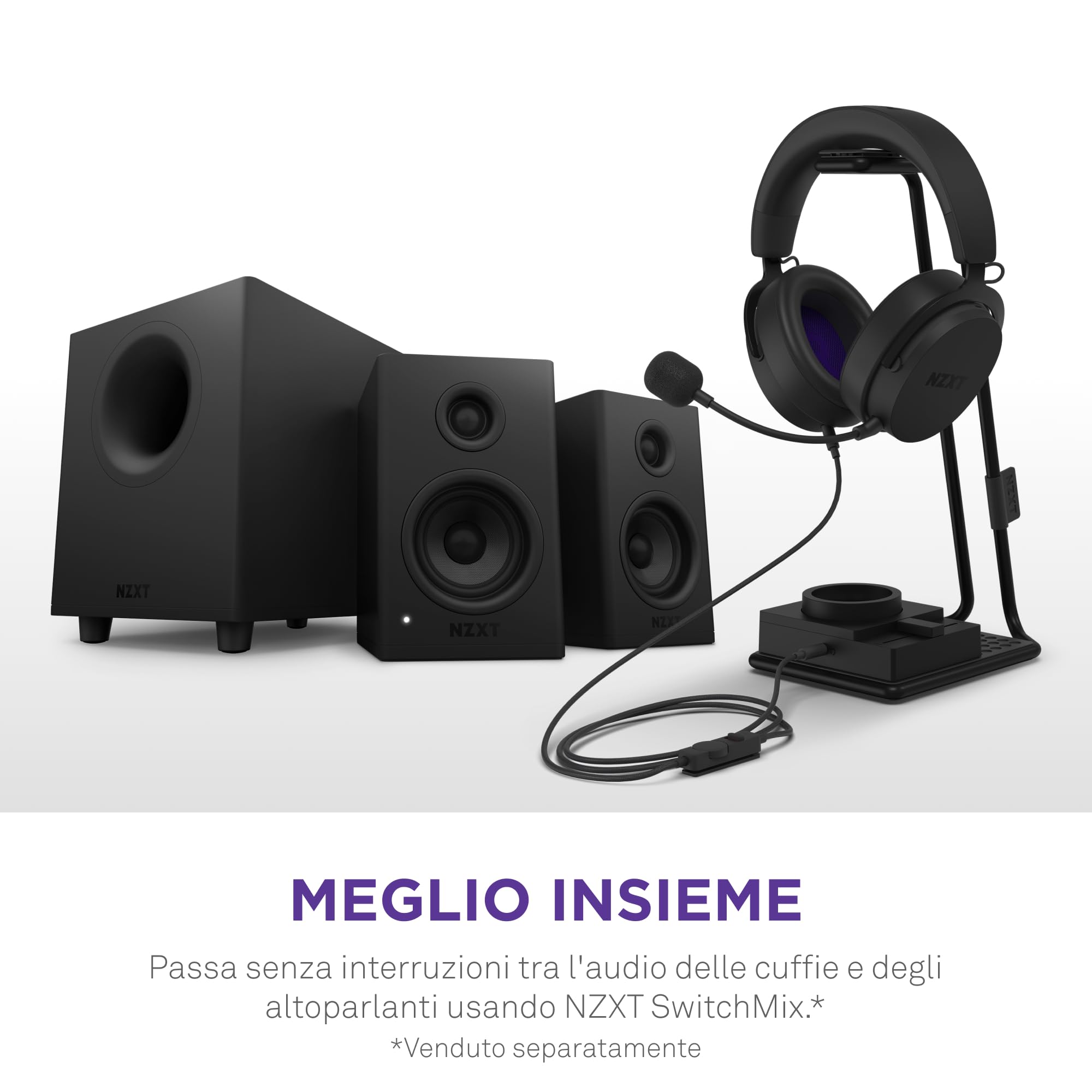NZXT Relay Altoparlanti da scrivania per PC - AP-SPKB2-EU - Gamma sonora completa - 80 Watt - High Dynamic Range - Tweeter con cupola in seta - Woofer con fibra di vetro - Neri