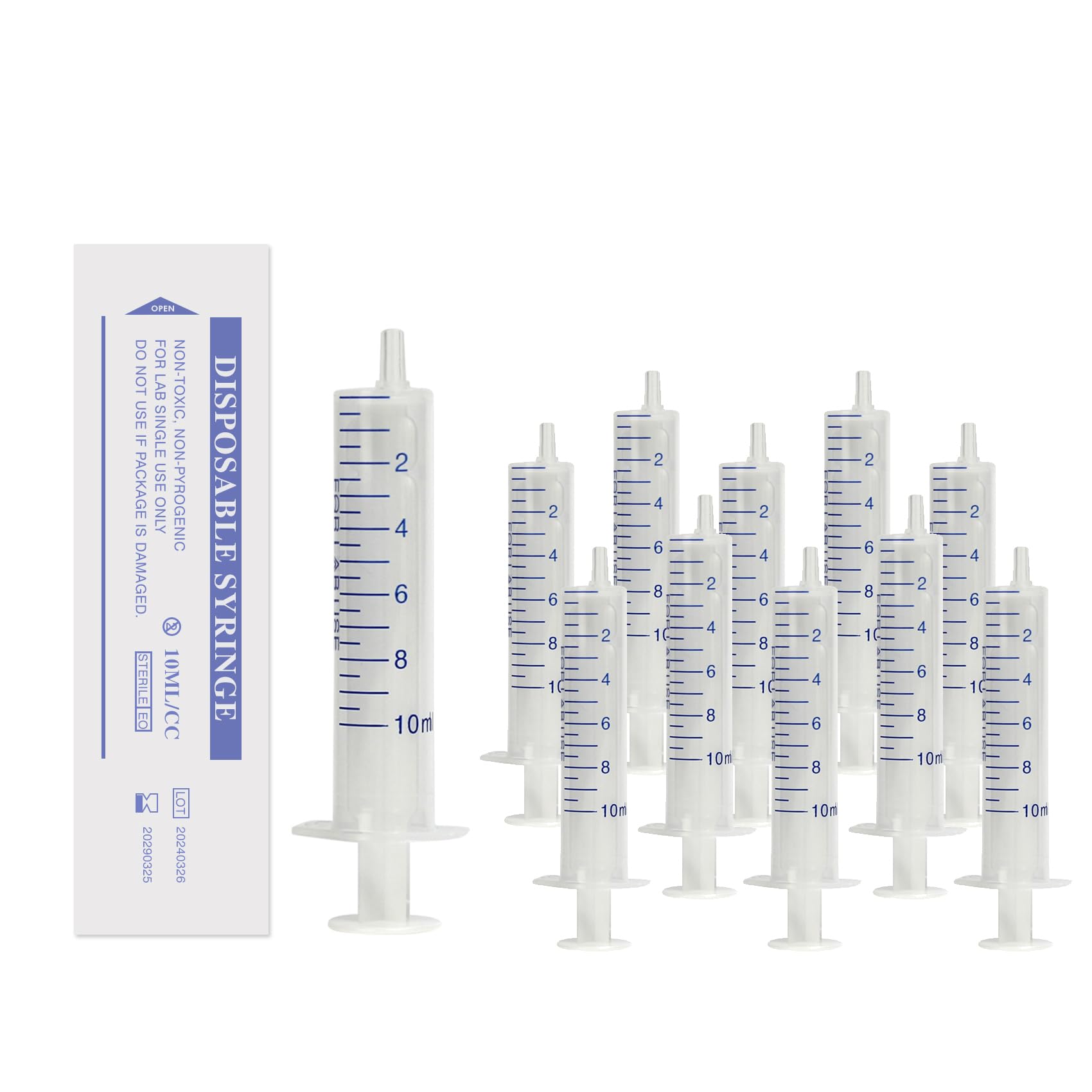Sterylna strzykawka 10 ml z pojedynczym opakowaniem, strzykawki laboratoryjne, bez igły, strzykawka do płynu, odpowiednia do laboratoriów naukowych, pomiarów, podlewania, uzupełniania