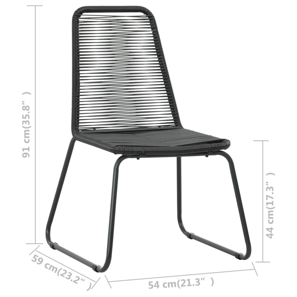 Juego de 2 sillas de jardín de polirratán negro, sillas de ratán PE sobre marco de acero, asientos ergonómicos ligeros e impermeables de hasta 110 kg, fácil de montar para terraza y jardín