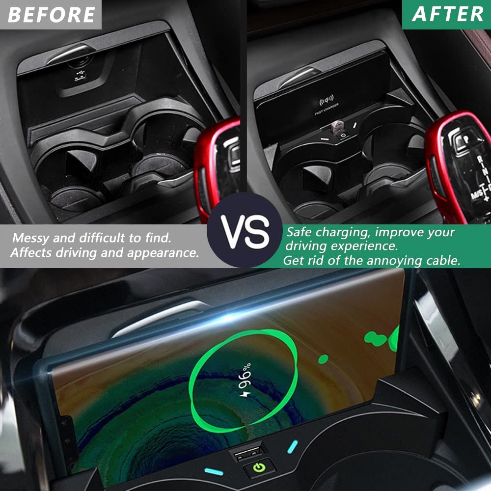 Kabelloses Auto Ladegerät für BMW X1 2016-2022 / BMW X2 2020-2022 | 15W Wireless Schnellladendes Handy-Ladegerät für BMW X1 X2 Center Console-Zubehörfeld, Geschenk für BMW X1-Besitzer