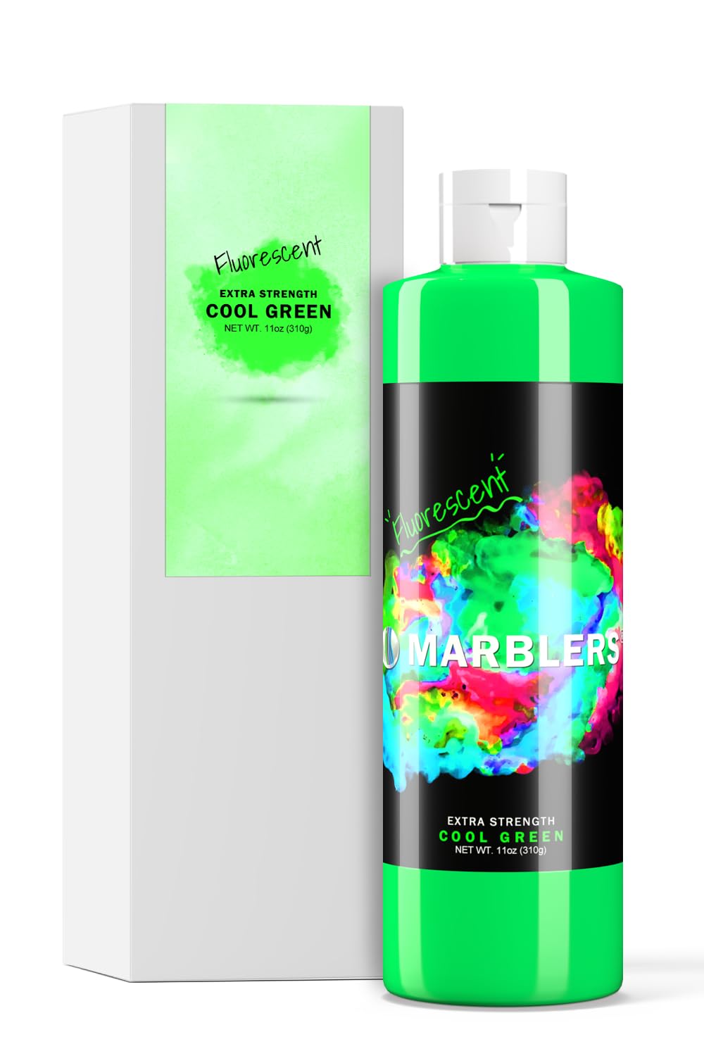 Marblers Cool Green Fluorescent Liquid Colourant 11Oz (310G) [Cool Green] | Neon | Water-Based | Super-Concentrate | Dye, Tint, Pigment | Odorless | Non-Toxic | Great For Concrete, Cement, Mortar, Grout, Gypsum