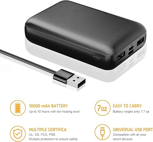 Miniatura 3 de Paquete de batería recargable de 5 V 2 A para chaleco calefactado, chaqueta térmica de 10000 mAh, batería externa para chalecos calefactados,