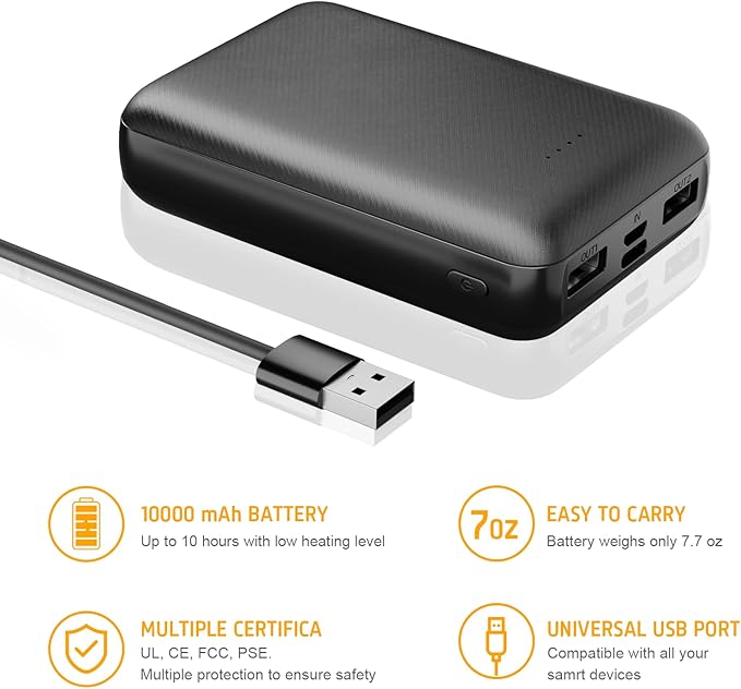 Whsahans batería recargable 5V 2A 10000mAh para ropa calefactable. miniatura 3